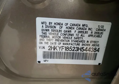 2003 Honda Pilot Exl z USA, uszkodzony, nr VIN 2HKYF18523H544384
